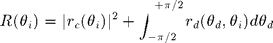 $$ R(\theta_i)=|r_c(\theta_i)|^2+\int_{-\pi/2}^{+\pi/2}r_d(\theta_d,\theta_i)d\theta_d $$