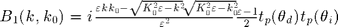 $B_1(k,k_0)=i\frac{\varepsilon k k_0-\sqrt{K_0^2\varepsilon-k^2}\sqrt{K_0^2\varepsilon-k_0^2}}{\varepsilon^2}\frac{\varepsilon-1}{2}t_p(\theta_d)t_p(\theta_i)$