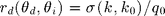 $r_d(\theta_d,\theta_i)=\sigma(k,k_0)/q_0$